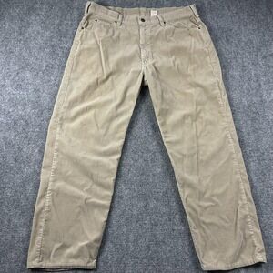 Vintage Levi's 565 Corduroy Pants Mens 38x32 Beige Loose Fit Wide Leg 90s USA